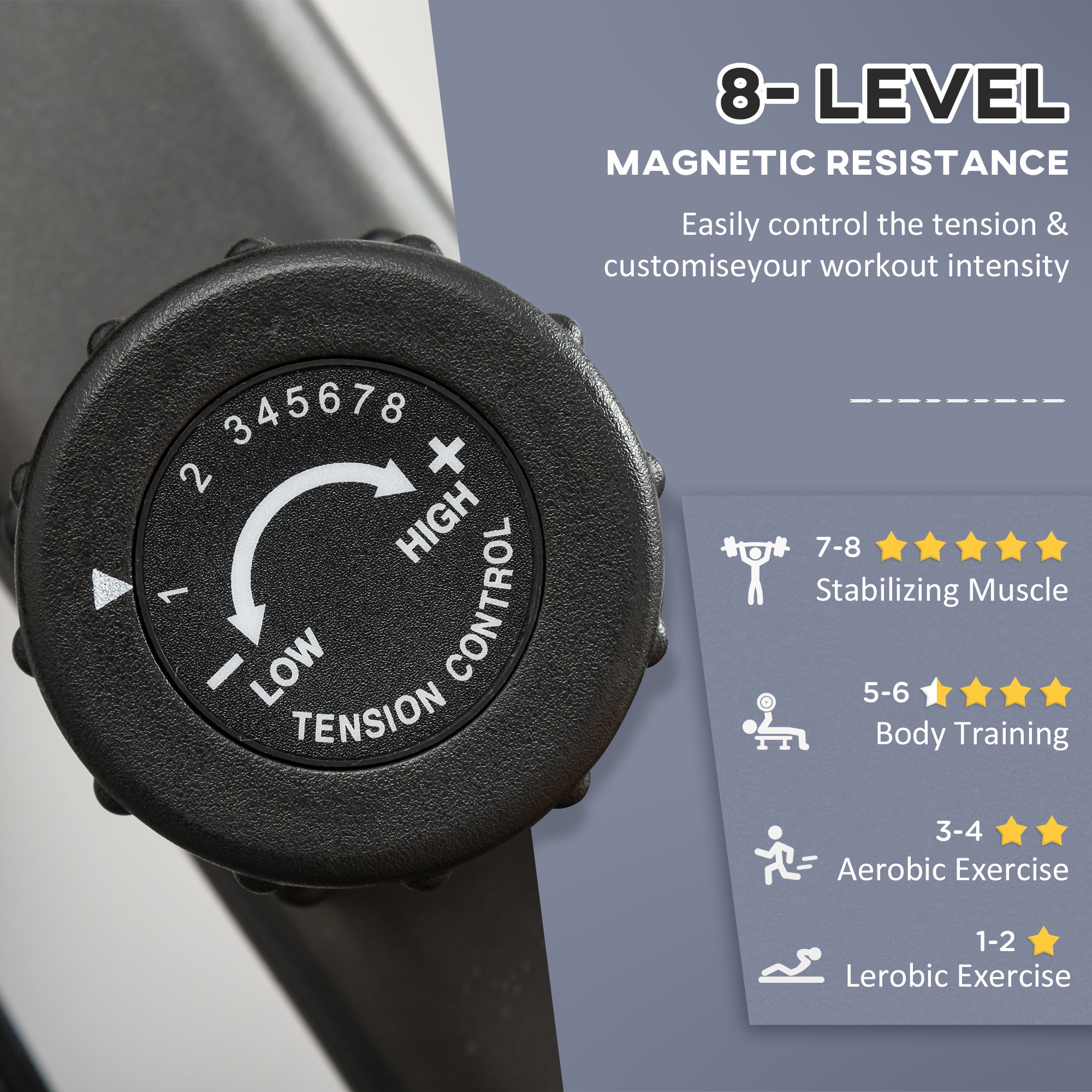 Recumbent Exercise Bike Recovery Exerciser, 8-Level Magnetic Resistance Stationary Bike With Pad Holder, LCD Monitor, For Indoor Cardio Workout, Black